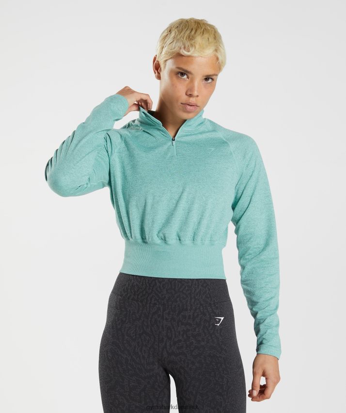 Kvinder Gymshark 315 langærmet opvarmningstop N4ZDDN394 perleblå/vinter krikand mergel