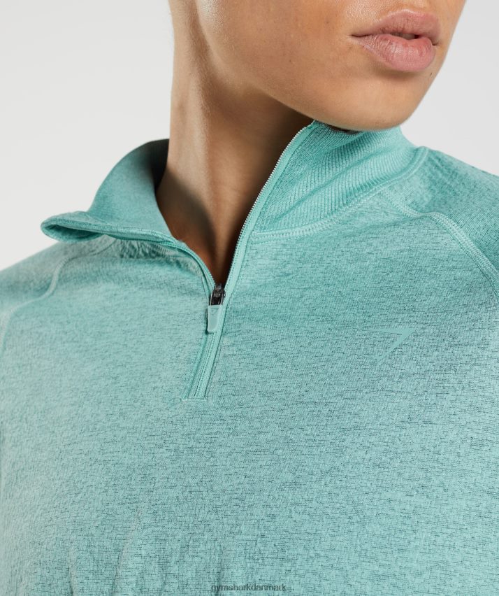 Kvinder Gymshark 315 langærmet opvarmningstop N4ZDDN394 perleblå/vinter krikand mergel