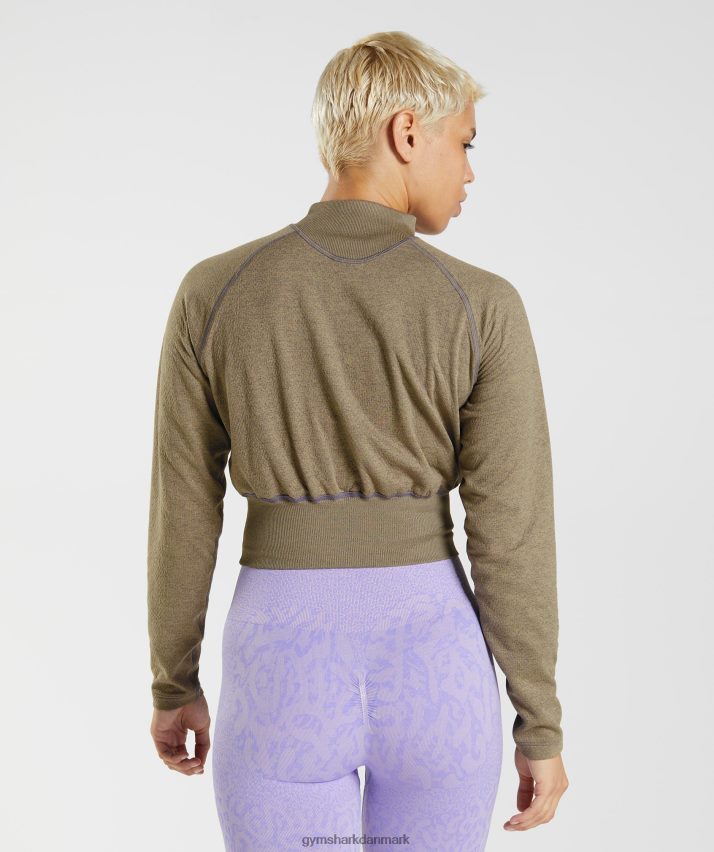 Kvinder Gymshark 315 langærmet opvarmningstop N4ZDDN403 cementbrun/kviksølvlilla mergel