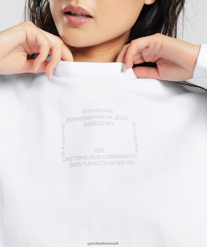 Kvinder Gymshark aktiveret grafisk sweatshirt N4ZDDN407 hvid