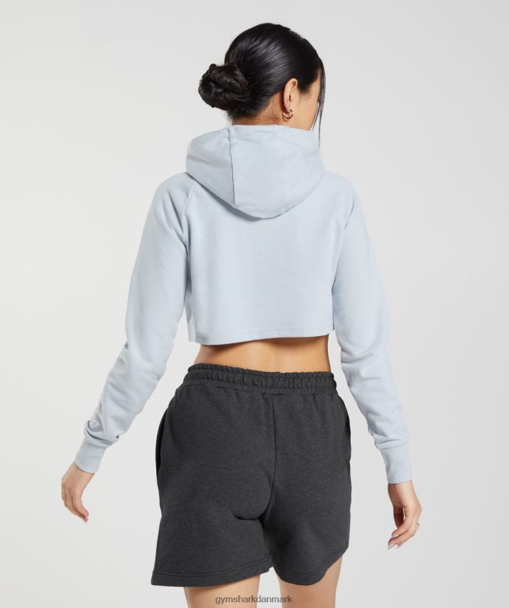 Kvinder Gymshark broderet grafisk cropped hættetrøje N4ZDDN382 flodsten grå
