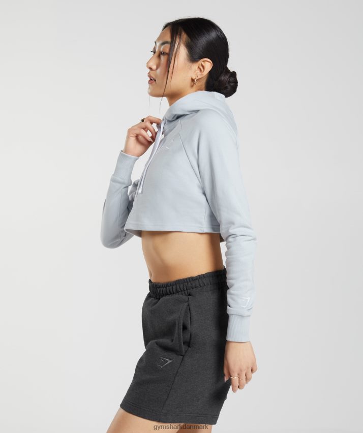Kvinder Gymshark broderet grafisk cropped hættetrøje N4ZDDN382 flodsten grå