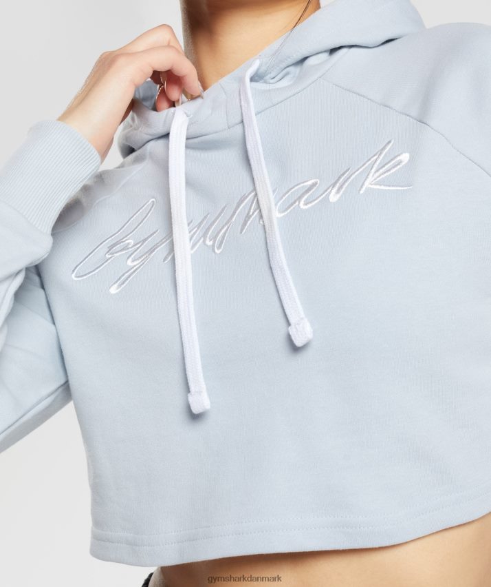 Kvinder Gymshark broderet grafisk cropped hættetrøje N4ZDDN382 flodsten grå