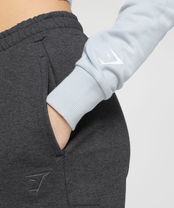 Kvinder Gymshark broderet grafisk cropped hættetrøje N4ZDDN382 flodsten grå