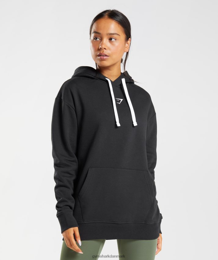 Kvinder Gymshark fraktion hættetrøje N4ZDDN386 sort hvid