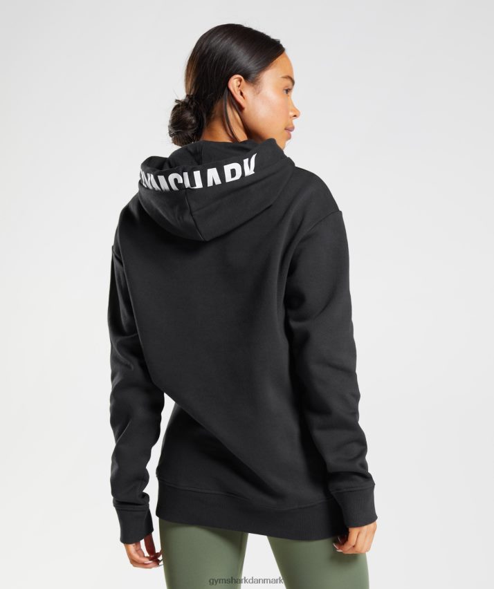 Kvinder Gymshark fraktion hættetrøje N4ZDDN386 sort hvid