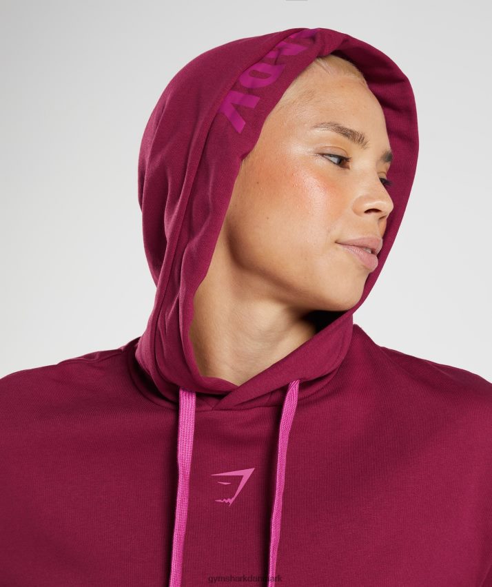 Kvinder Gymshark grafik fraktion hættetrøje N4ZDDN388 ribs lyserød