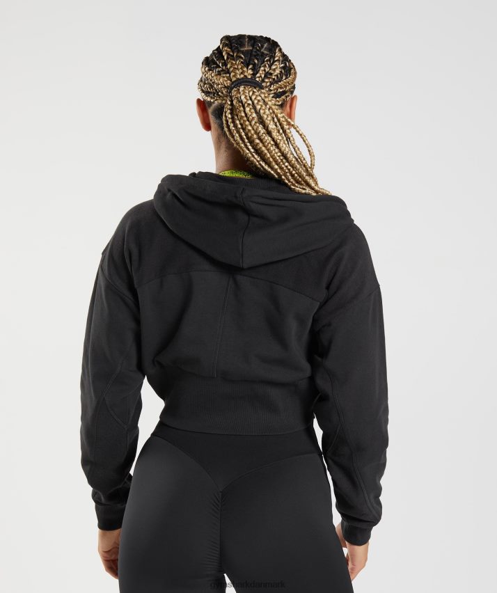 Kvinder Gymshark gs power cropped hættetrøje med lynlås N4ZDDN354 sort