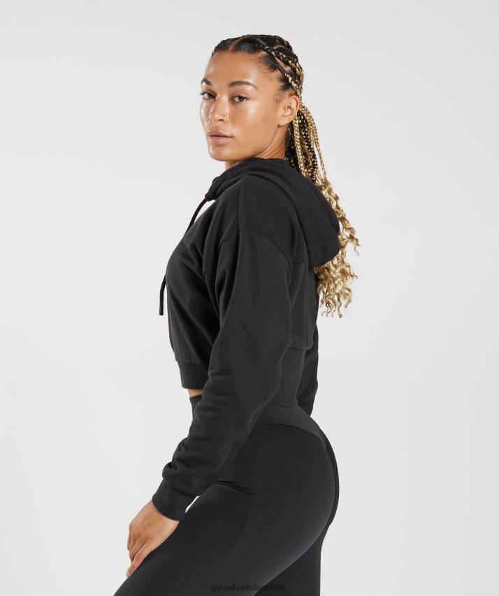 Kvinder Gymshark gs power cropped hættetrøje med lynlås N4ZDDN354 sort