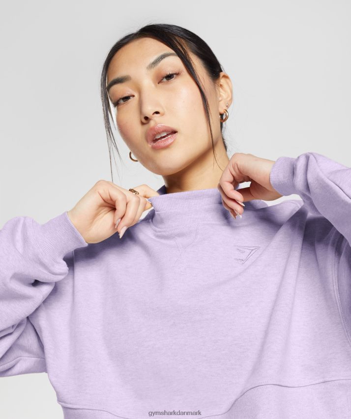Kvinder Gymshark hviledag sveder beskåret pullover N4ZDDN368 aura lilla mergel