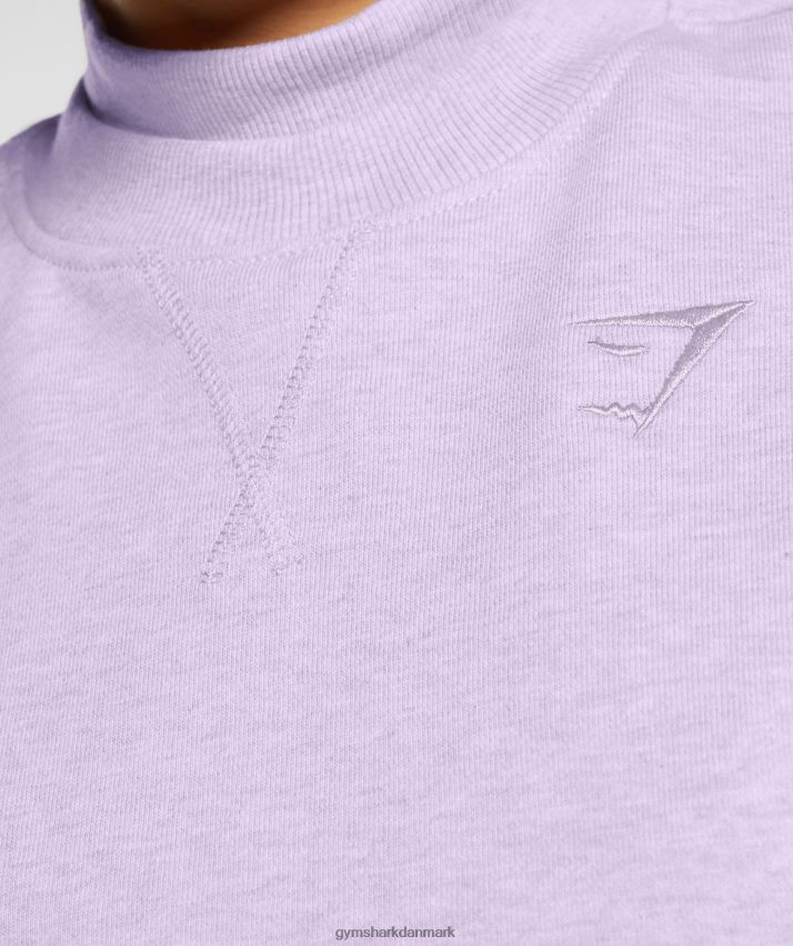 Kvinder Gymshark hviledag sveder beskåret pullover N4ZDDN368 aura lilla mergel