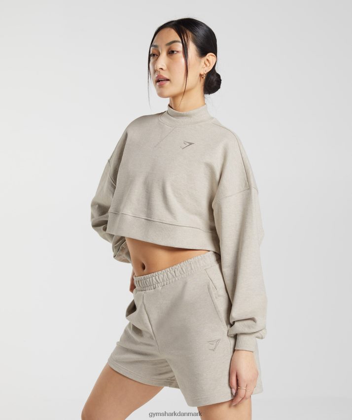 Kvinder Gymshark hviledag sveder beskåret pullover N4ZDDN369 sandmergel