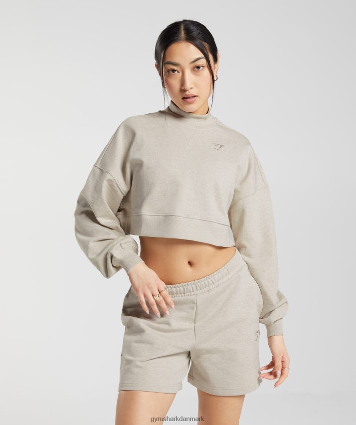 Kvinder Gymshark hviledag sveder beskåret pullover N4ZDDN369 sandmergel