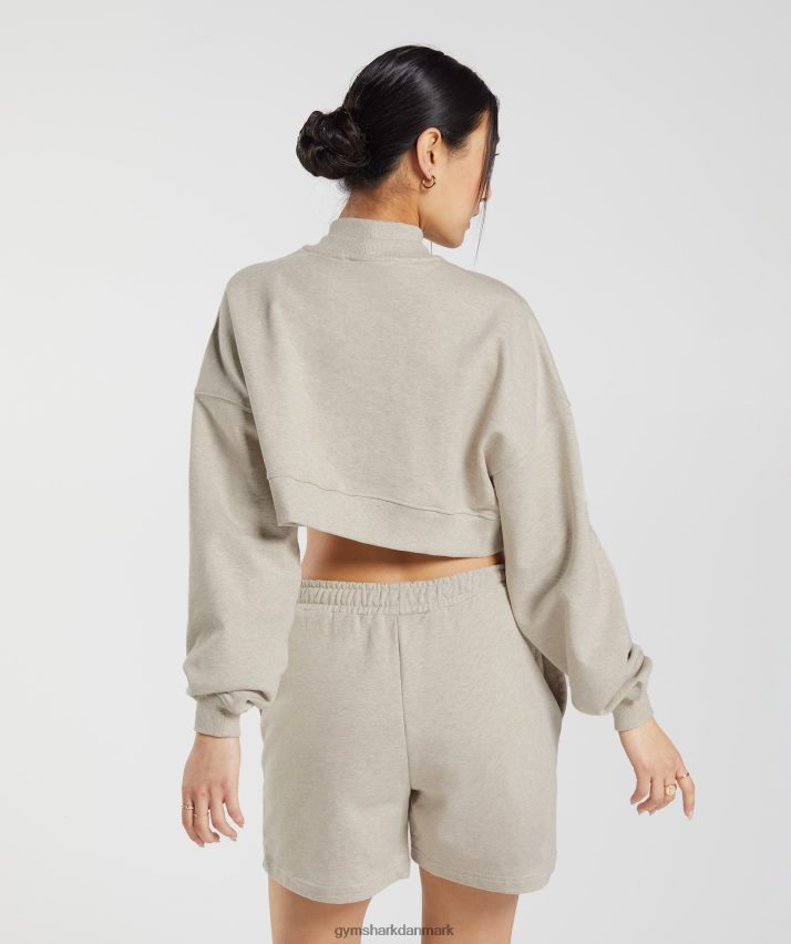Kvinder Gymshark hviledag sveder beskåret pullover N4ZDDN369 sandmergel