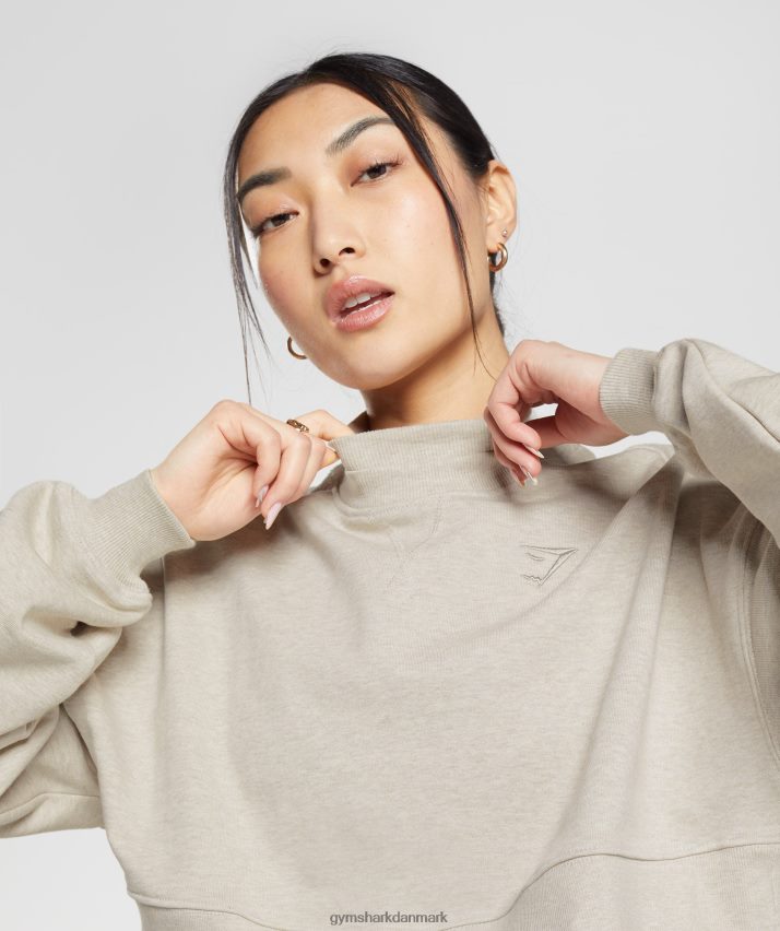 Kvinder Gymshark hviledag sveder beskåret pullover N4ZDDN369 sandmergel