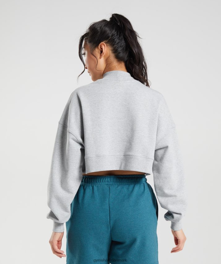 Kvinder Gymshark hviledag sveder beskåret pullover N4ZDDN370 lysegrå kernemergel