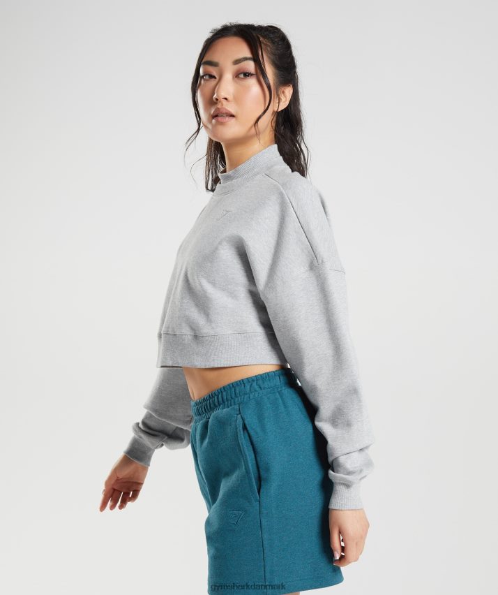 Kvinder Gymshark hviledag sveder beskåret pullover N4ZDDN370 lysegrå kernemergel