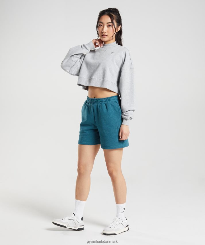 Kvinder Gymshark hviledag sveder beskåret pullover N4ZDDN370 lysegrå kernemergel