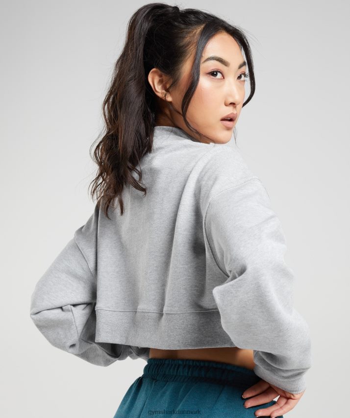 Kvinder Gymshark hviledag sveder beskåret pullover N4ZDDN370 lysegrå kernemergel
