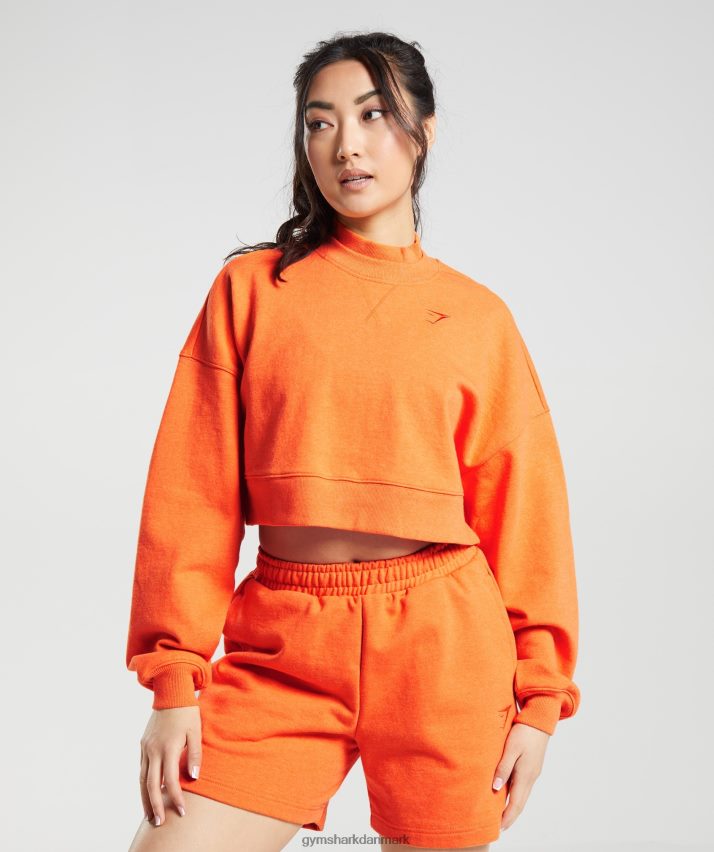 Kvinder Gymshark hviledag sveder beskåret pullover N4ZDDN402 flammende orange mergel