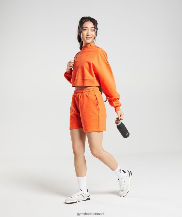 Kvinder Gymshark hviledag sveder beskåret pullover N4ZDDN402 flammende orange mergel