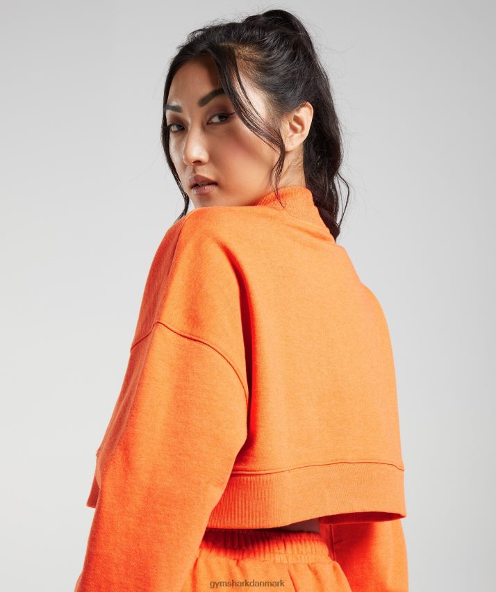 Kvinder Gymshark hviledag sveder beskåret pullover N4ZDDN402 flammende orange mergel