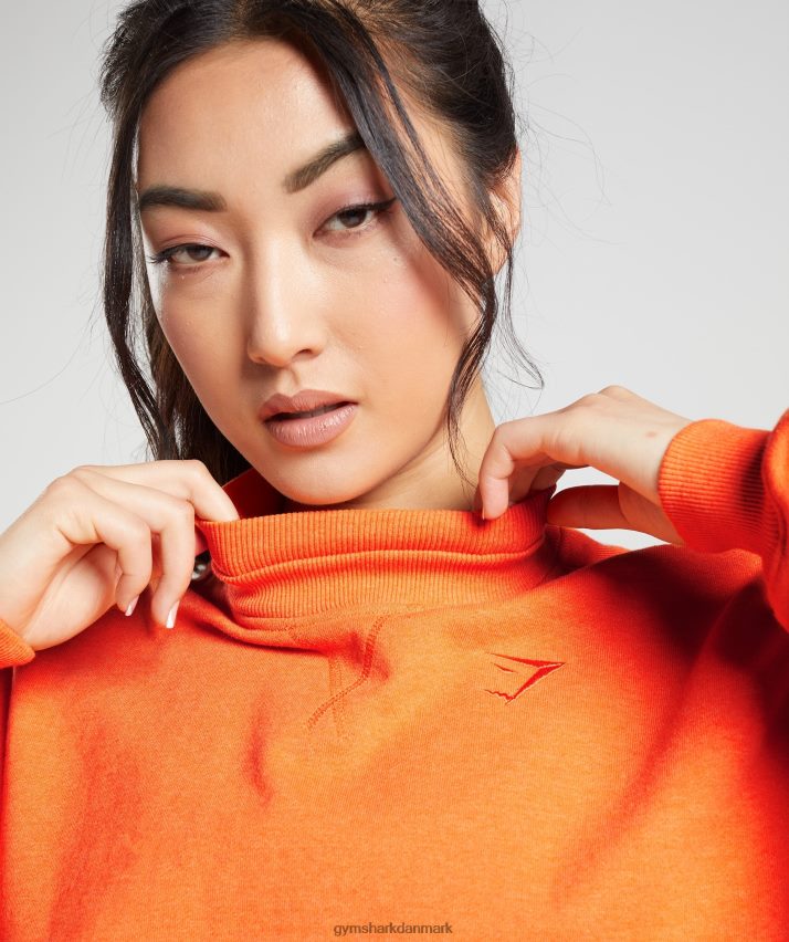 Kvinder Gymshark hviledag sveder beskåret pullover N4ZDDN402 flammende orange mergel