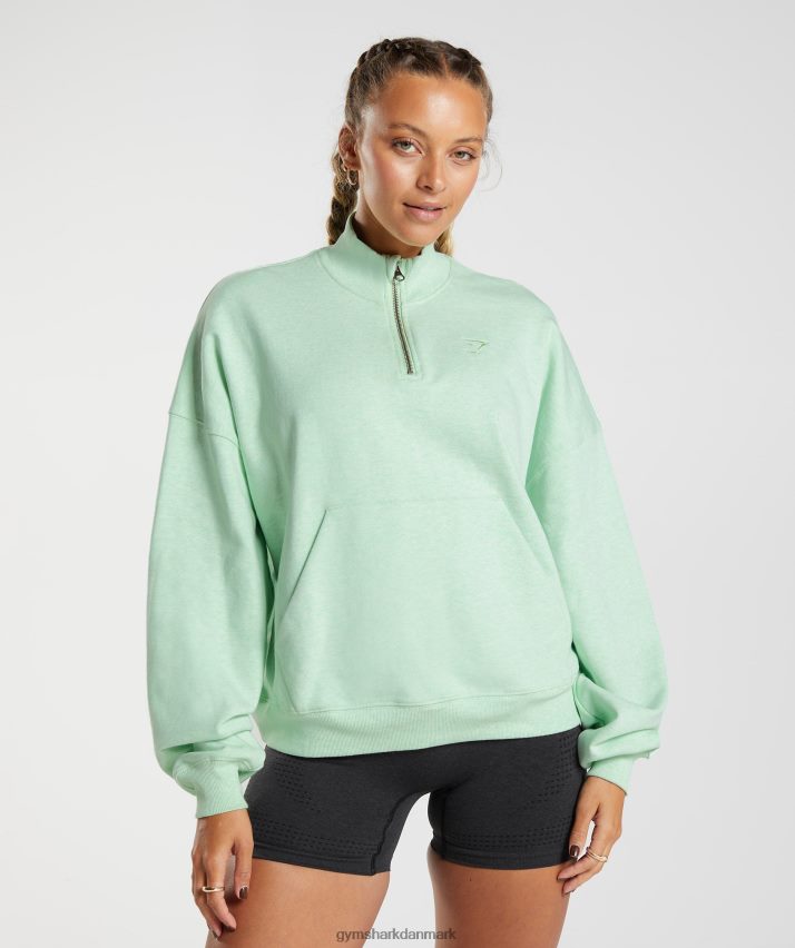 Kvinder Gymshark hviledag sweats 1/2 lynlås pullover N4ZDDN379 forfriskende grøn mergel