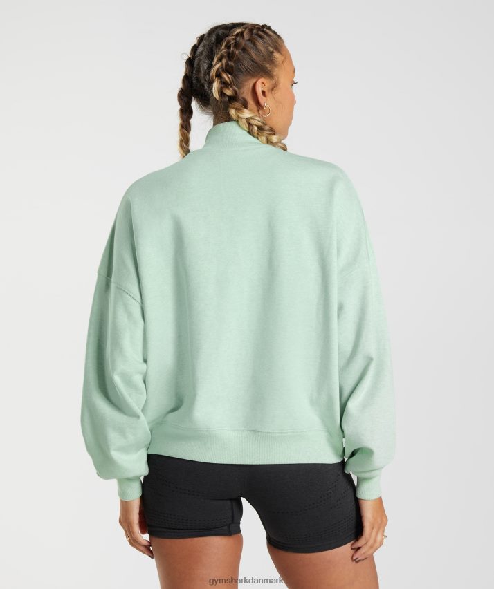 Kvinder Gymshark hviledag sweats 1/2 lynlås pullover N4ZDDN379 forfriskende grøn mergel