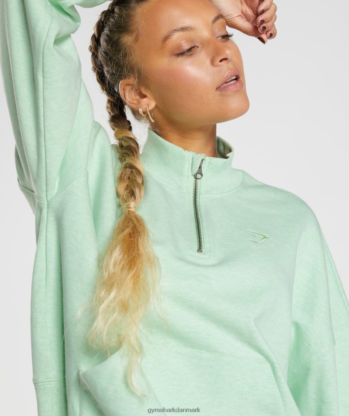 Kvinder Gymshark hviledag sweats 1/2 lynlås pullover N4ZDDN379 forfriskende grøn mergel