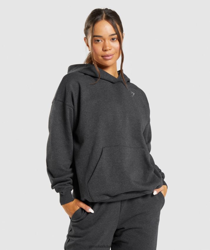 Kvinder Gymshark hviledag sweats hættetrøje N4ZDDN345 sort mergel