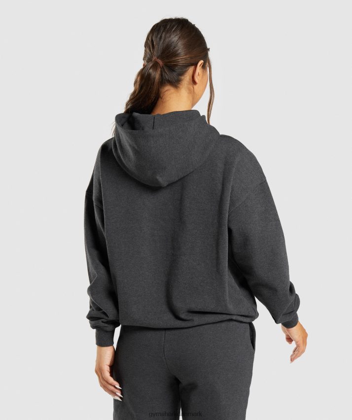 Kvinder Gymshark hviledag sweats hættetrøje N4ZDDN345 sort mergel