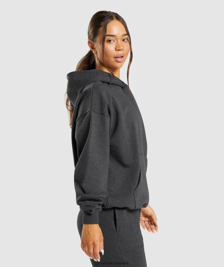 Kvinder Gymshark hviledag sweats hættetrøje N4ZDDN345 sort mergel