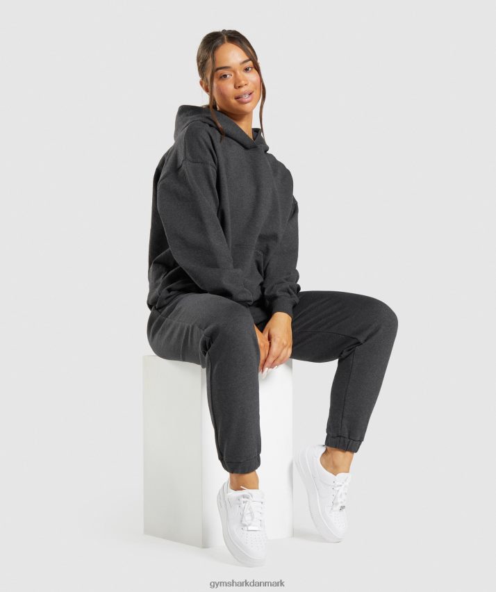 Kvinder Gymshark hviledag sweats hættetrøje N4ZDDN345 sort mergel