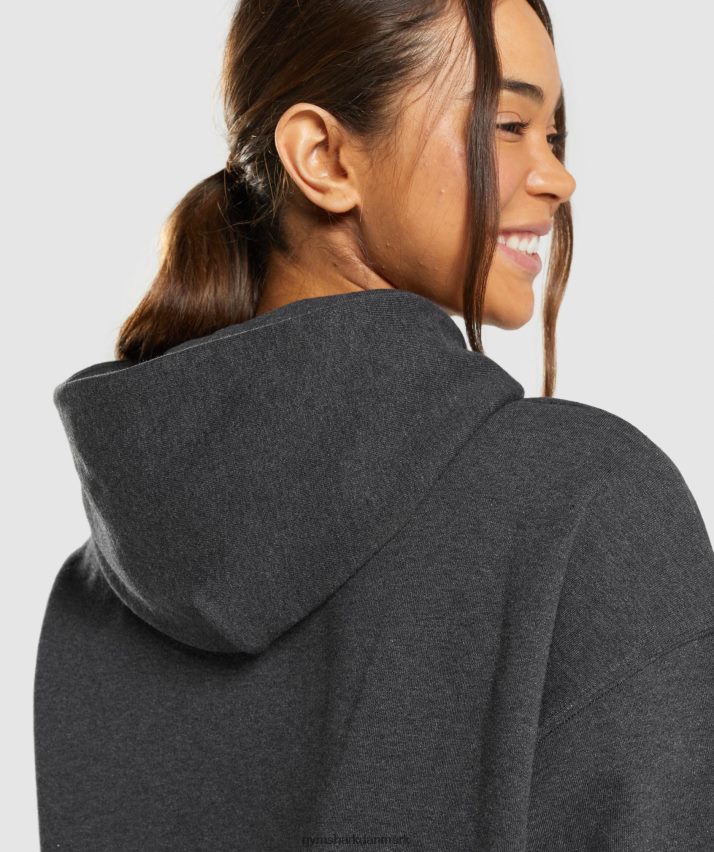 Kvinder Gymshark hviledag sweats hættetrøje N4ZDDN345 sort mergel