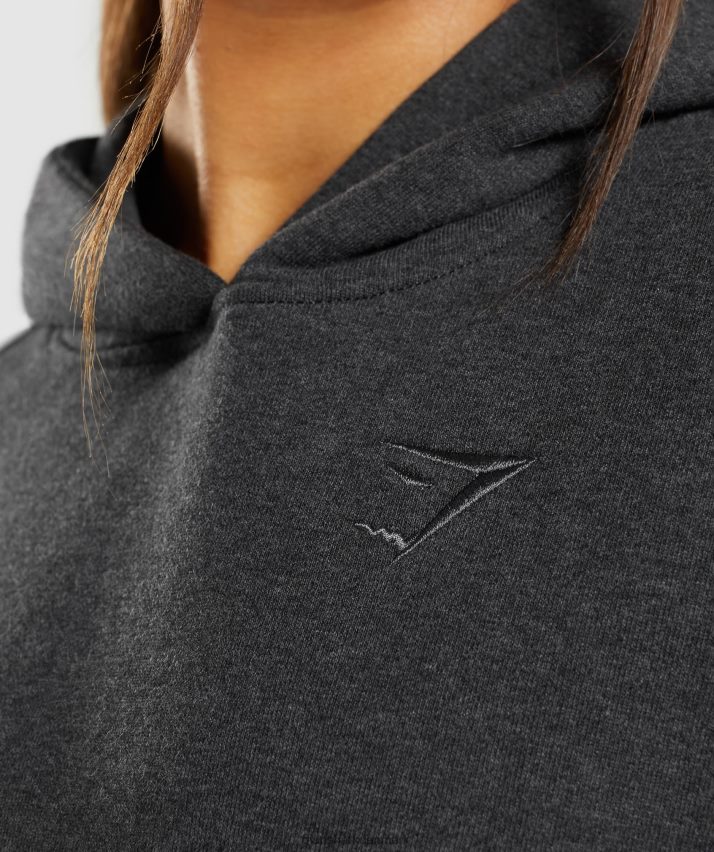 Kvinder Gymshark hviledag sweats hættetrøje N4ZDDN345 sort mergel