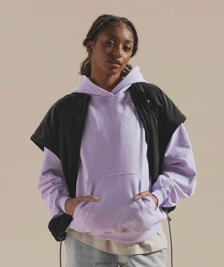 Kvinder Gymshark hviledag sweats hættetrøje N4ZDDN358 aura lilla mergel