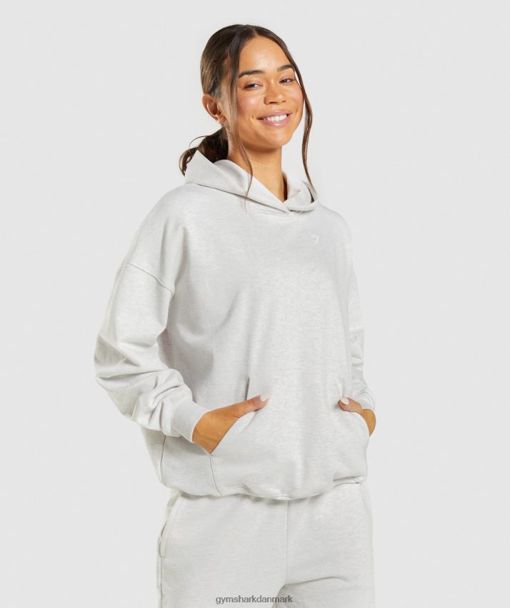 Kvinder Gymshark hviledag sweats hættetrøje N4ZDDN361 hvid mergel