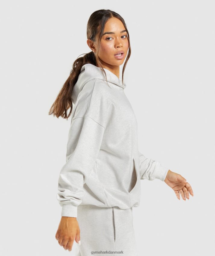 Kvinder Gymshark hviledag sweats hættetrøje N4ZDDN361 hvid mergel
