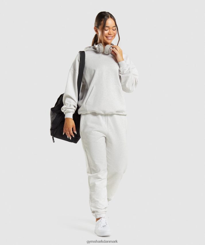 Kvinder Gymshark hviledag sweats hættetrøje N4ZDDN361 hvid mergel