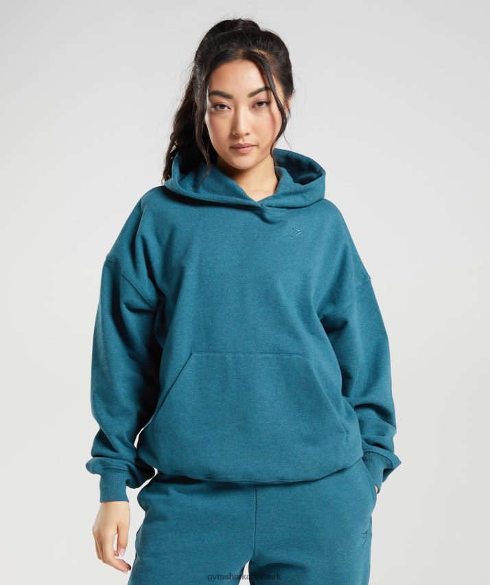 Kvinder Gymshark hviledag sweats hættetrøje N4ZDDN385 stål blå mergel