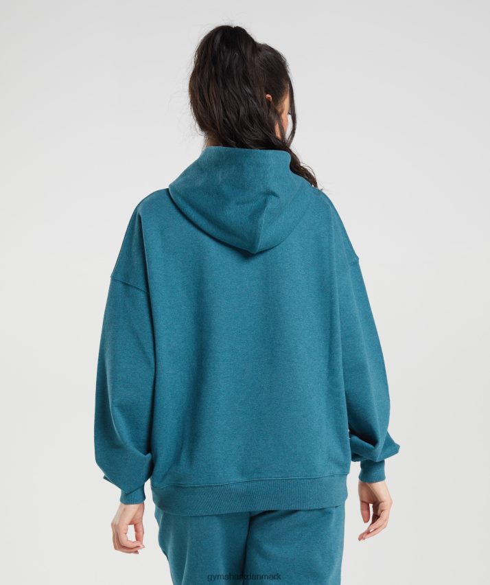 Kvinder Gymshark hviledag sweats hættetrøje N4ZDDN385 stål blå mergel