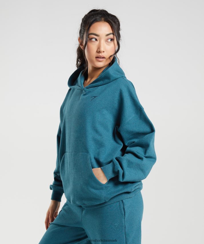 Kvinder Gymshark hviledag sweats hættetrøje N4ZDDN385 stål blå mergel