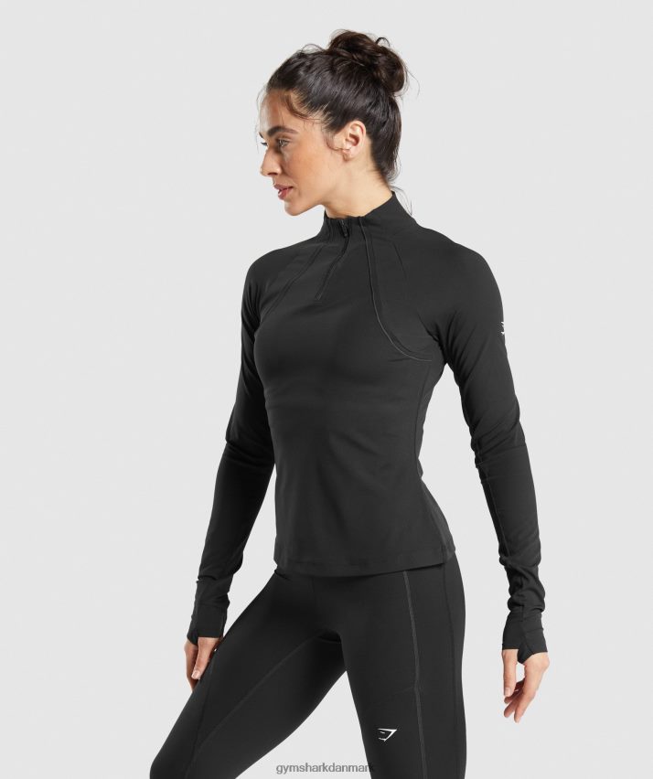 Kvinder Gymshark kører 1/4 lynlås N4ZDDN349 sort