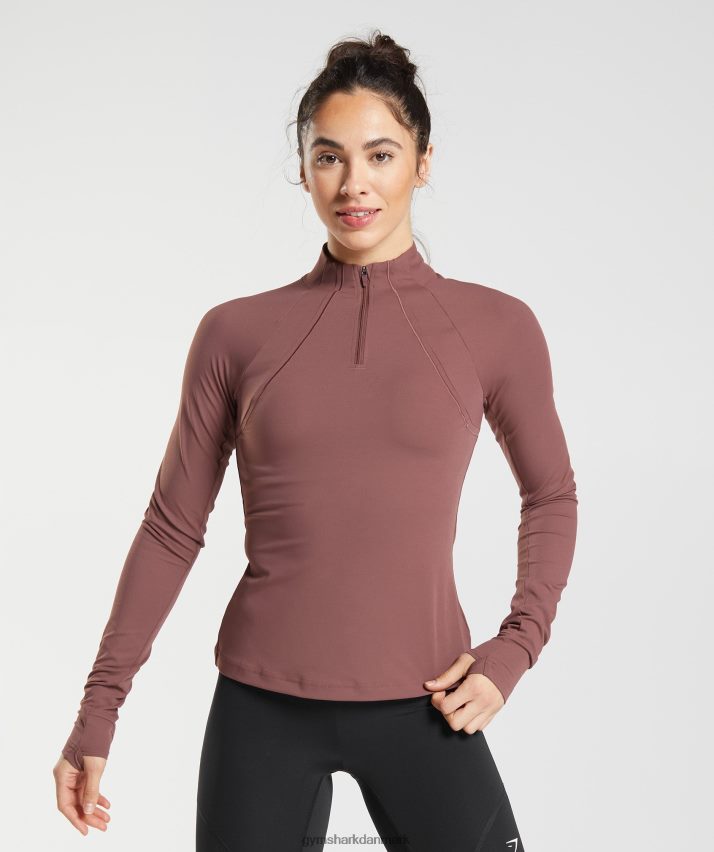Kvinder Gymshark kører 1/4 lynlås N4ZDDN359 magenta brun