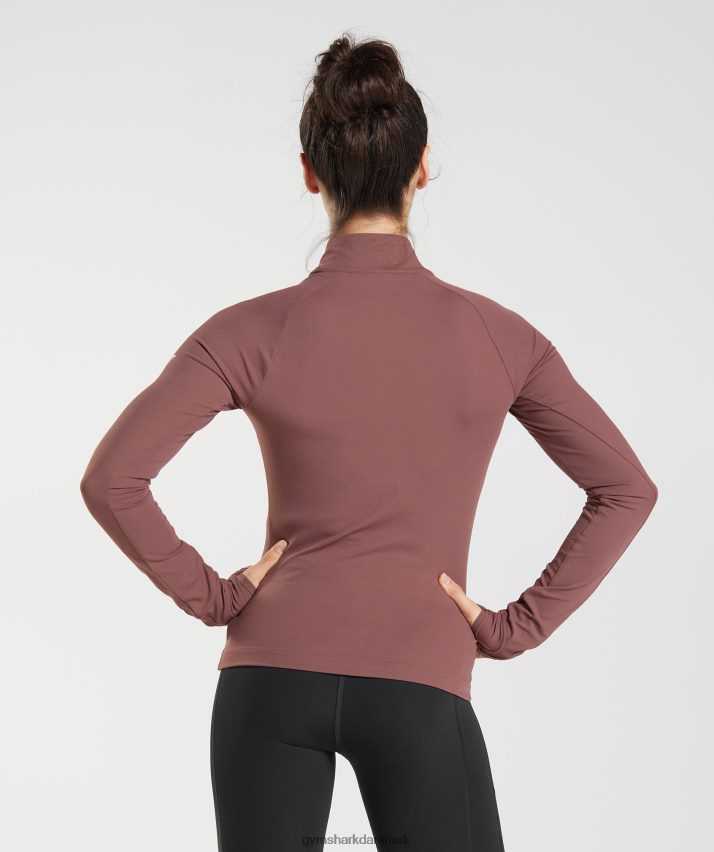 Kvinder Gymshark kører 1/4 lynlås N4ZDDN359 magenta brun