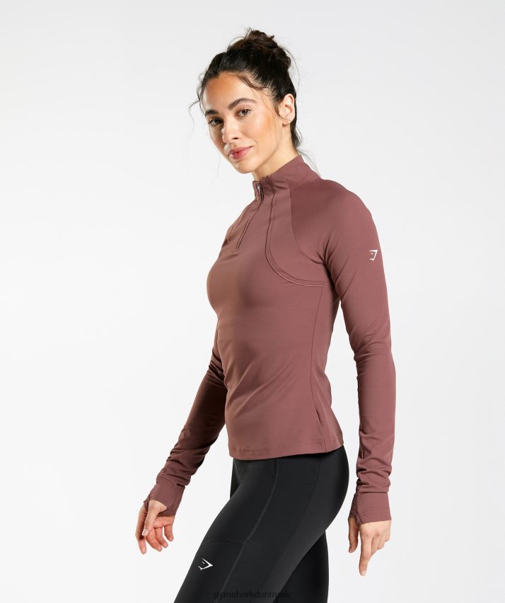 Kvinder Gymshark kører 1/4 lynlås N4ZDDN359 magenta brun