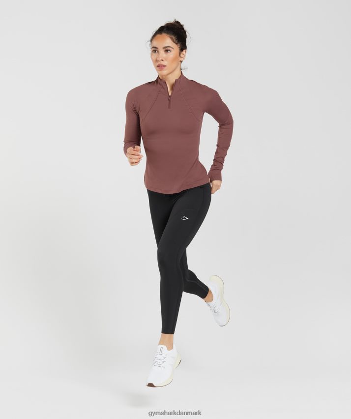 Kvinder Gymshark kører 1/4 lynlås N4ZDDN359 magenta brun