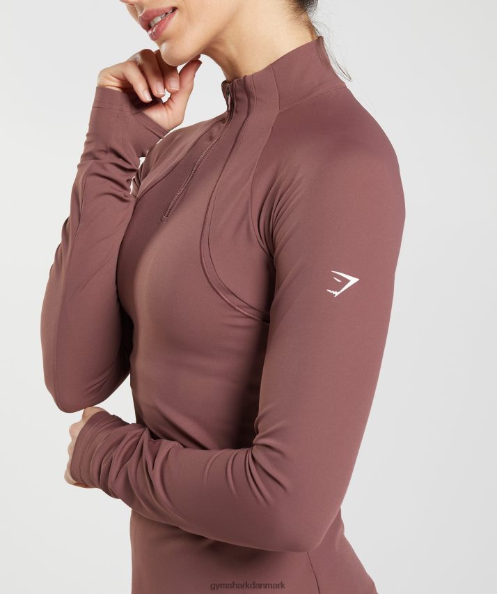 Kvinder Gymshark kører 1/4 lynlås N4ZDDN359 magenta brun