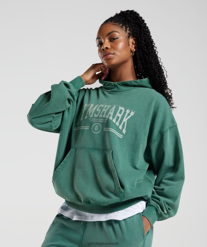 Kvinder Gymshark kollegial oversized hættetrøje N4ZDDN392 blæk blågrøn